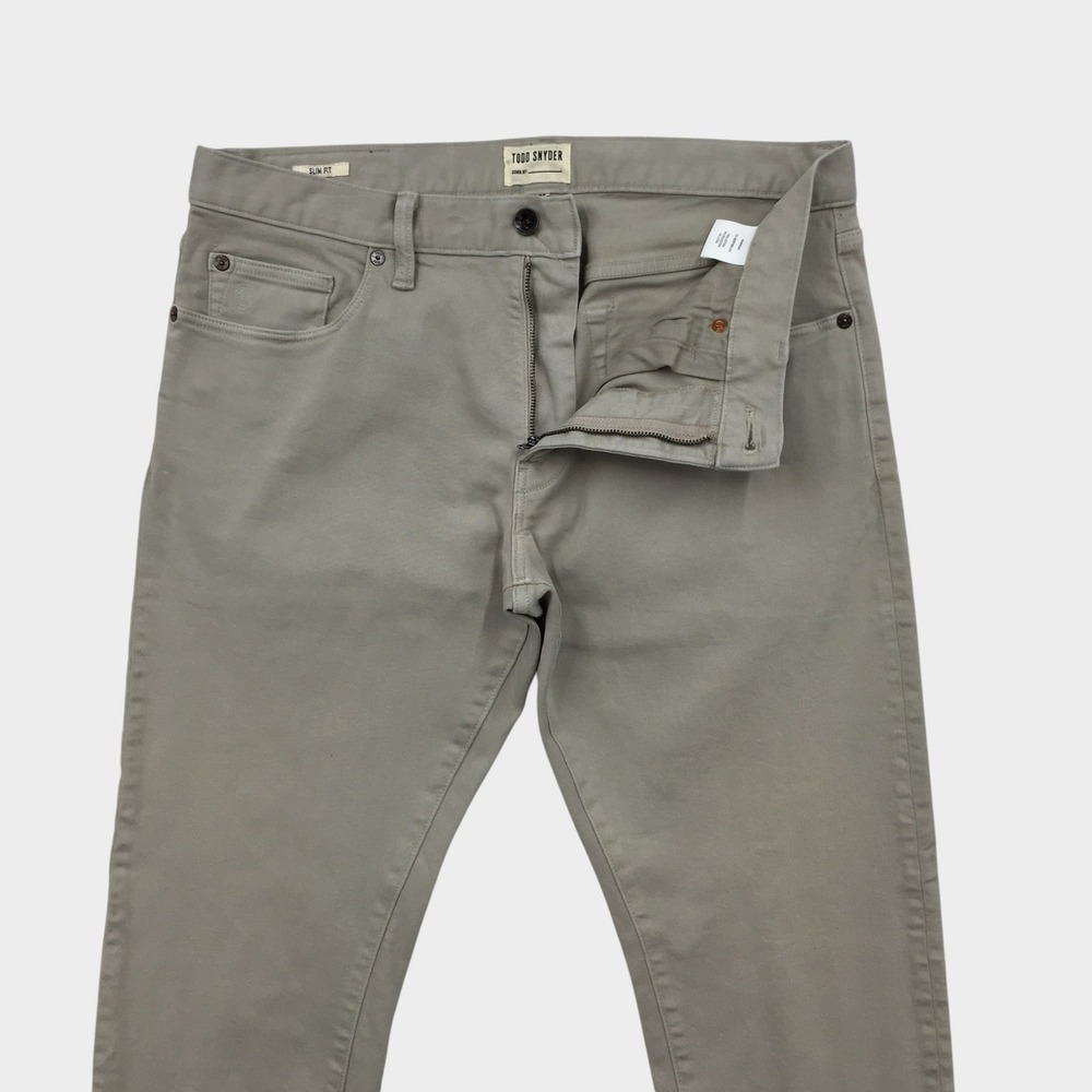 Todd Snyder Slim Fit Stretch 5-Pocket Chino Pants Khaki Grey 31x32 Mens